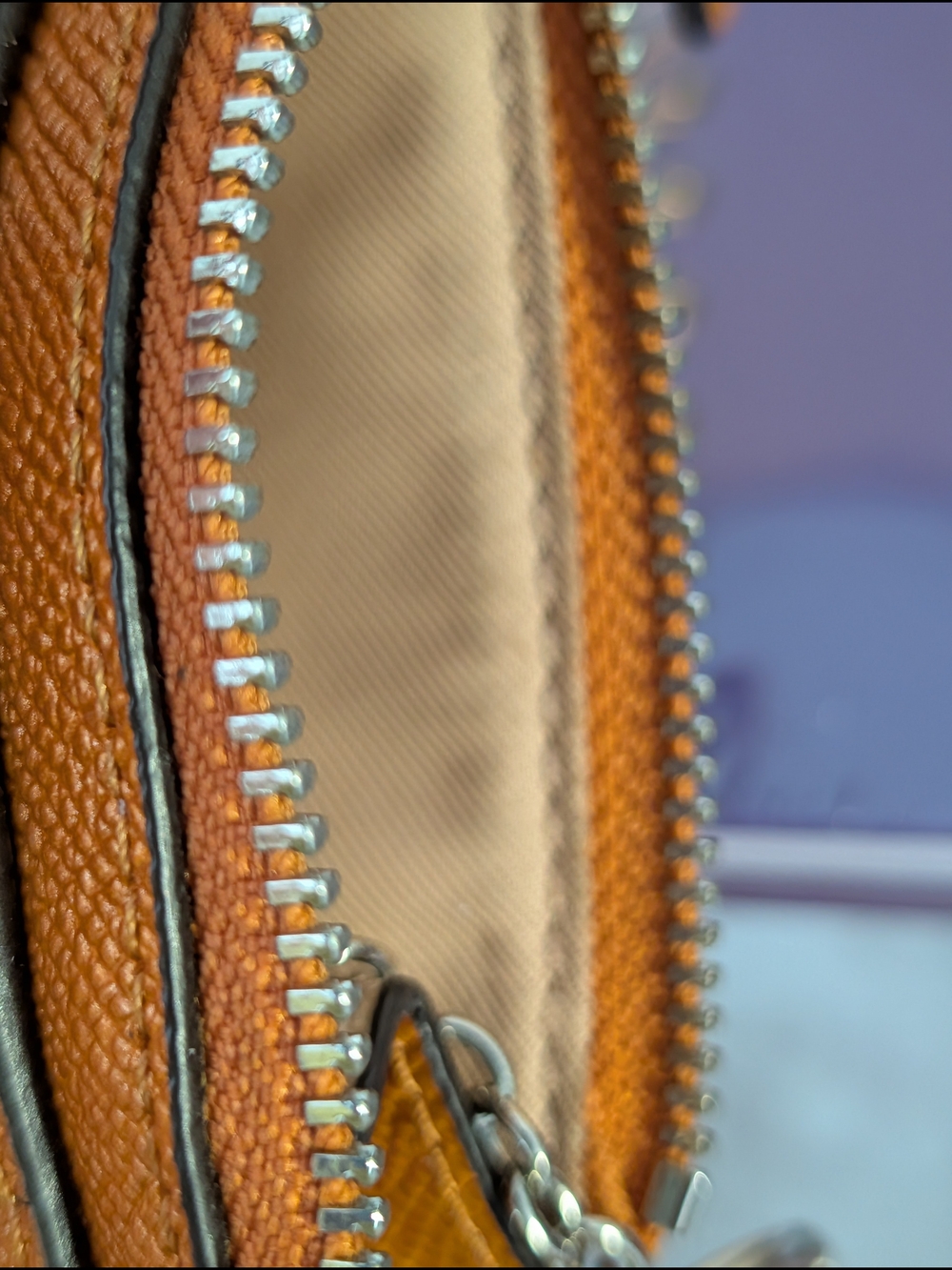 Coach F21082 Mini Skinny ID Card Case Zip Keychain in Metallic Orange - Picture 13 of 13